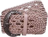 2.5-inch wide perforated braided woven leather belt logo