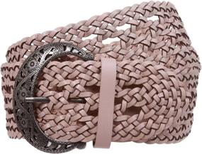 img 1 attached to 2.5-Inch Wide Perforated Braided Woven Leather Belt