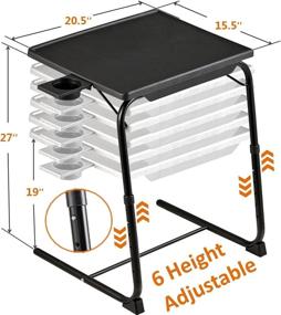 img 3 attached to 📺 Rubypin Multifunction TV Tray Table - Folding TV Tray for Bed & Sofa with Cup Holder, Adjustable Height & Tilt Angles (Black)