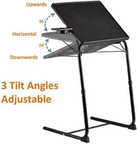 img 2 attached to 📺 Rubypin Multifunction TV Tray Table - Folding TV Tray for Bed & Sofa with Cup Holder, Adjustable Height & Tilt Angles (Black)