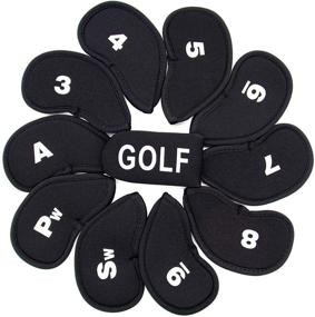 img 4 attached to AUEAR Set of 11 Black Neoprene Golf Head Covers for Irons and Putters - Fits All Brands