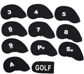 img 1 attached to AUEAR Set of 11 Black Neoprene Golf Head Covers for Irons and Putters - Fits All Brands