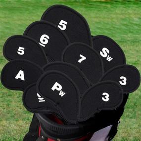 img 3 attached to AUEAR Set of 11 Black Neoprene Golf Head Covers for Irons and Putters - Fits All Brands