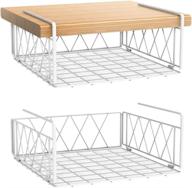 📦 bextsrack under shelf basket, 2 pack wire under cabinet storage shelf - ideal kitchen pantry hanging organizer baskets in white логотип