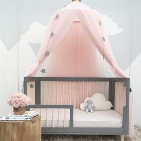 img 3 attached to 👑 Girls' Bed Canopy - Pink Princess Mosquito Net Nursery Play Room Decor Dome with Premium Yarn Netting Curtains for Baby Game Dream Castle