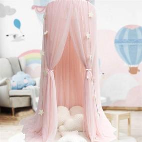 img 4 attached to 👑 Girls' Bed Canopy - Pink Princess Mosquito Net Nursery Play Room Decor Dome with Premium Yarn Netting Curtains for Baby Game Dream Castle