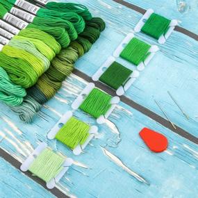 img 2 attached to 24 Skeins Green Gradient Embroidery Floss Set - Ideal for Friendship Bracelets, Cross Stitch Projects - Includes 6 Floss Bobbins, 2 Embroidery Needles, and 1 Needle Threader