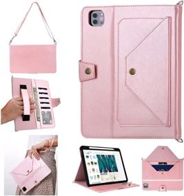 img 4 attached to 📱 2021/2020 iPad Pro 11 Case with Pencil Holder and Kickstand: Pink, Shoulder Strap, Hand Strap, Money Pocket, Auto Sleep/Wake - 11 inch 001