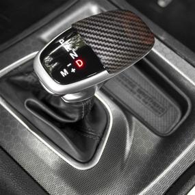 img 2 attached to 🚘 Dodge Challenger Charger Durango Decal Accessories: ToolEpic Gear Shift Knob Trim Cover with Carbon Fiber Paint Surface – Jet Black (2015-2021)