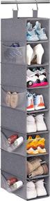 img 4 attached to KIMBORA 8-Tier Hanging Shoe Organizer with 8 👞 Mesh Side Pockets - Closet Shoe Rack Holder, Grey