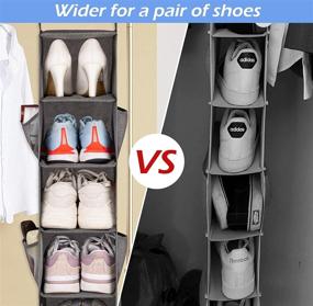 img 2 attached to KIMBORA 8-Tier Hanging Shoe Organizer with 8 👞 Mesh Side Pockets - Closet Shoe Rack Holder, Grey