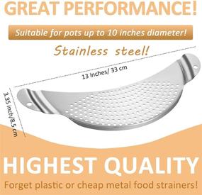 img 3 attached to Stainless Steel Crescent Pot Strainer Colander - Efficient Pasta Drainer with Handle for Pots up to 10 Inches - Convenient Strainer Pan with Recessed Hand Grips - Suitable for Various Sizes