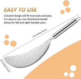 img 2 attached to Stainless Steel Crescent Pot Strainer Colander - Efficient Pasta Drainer with Handle for Pots up to 10 Inches - Convenient Strainer Pan with Recessed Hand Grips - Suitable for Various Sizes