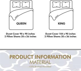 img 2 attached to 🛏️ Utopia Bedding Комплект диванного одеяла Queen Size - Ультра мягкая щетинистая микрофибра - 3-х предметный чехол для одеяла с застежкой на молнию - дизайн в кватрефоль серого цвета - включает 2 наволочки