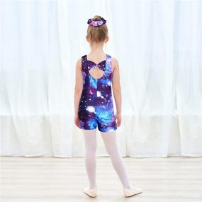 img 2 attached to 🤸 JESKIDS Gymnastics Leotards for Girls with Shorts – Dance Biketards for Tumbling + Matching Hair Scrunchie – Ages 3-11 Years