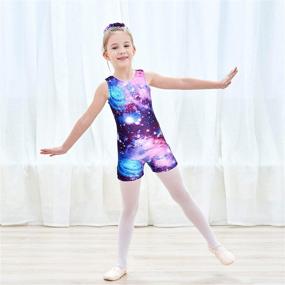 img 3 attached to 🤸 JESKIDS Gymnastics Leotards for Girls with Shorts – Dance Biketards for Tumbling + Matching Hair Scrunchie – Ages 3-11 Years