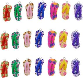 img 2 attached to 👡 Julie Wang Polymer Clay Flip Flop Charms for Jewelry Making - Set of 40, Size 12x26mm