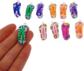 img 1 attached to 👡 Julie Wang Polymer Clay Flip Flop Charms for Jewelry Making - Set of 40, Size 12x26mm