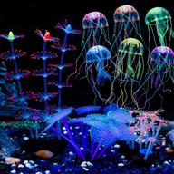 uniclife 4 pack glowing aquarium decorations - small silicone artificial jellyfish coral plant ornament for fish tanks logo