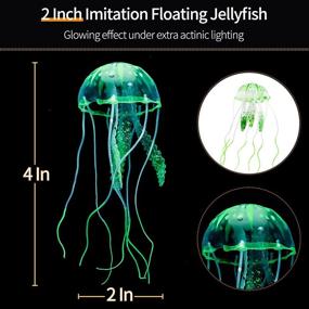 img 3 attached to Uniclife 4 Pack Glowing Aquarium Decorations - Small Silicone Artificial Jellyfish Coral Plant Ornament for Fish Tanks