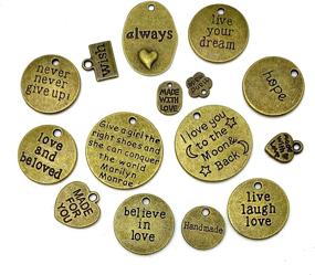 img 2 attached to 🔖 Wholesale Bulk Lots of 48PCS Antique Bronze Inspirational Charms - JIALEEY Motivational Charm Pendants for Jewelry Making, DIY Necklace Bracelet Crafting, and Findings Accessory