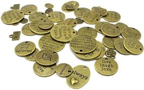 img 1 attached to 🔖 Wholesale Bulk Lots of 48PCS Antique Bronze Inspirational Charms - JIALEEY Motivational Charm Pendants for Jewelry Making, DIY Necklace Bracelet Crafting, and Findings Accessory