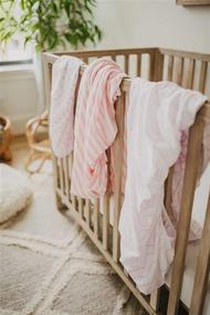 img 3 attached to 👶 NODNAL CO. Pink Pack n Play Playard Mini Crib Fitted Sheets Set 3 Pack - 100% Jersey Knit Cotton | Baby Girl Playpen Sheets in Pink/White Chevron, Polka Dot, and Stripe | Portable and Durable 160 GSM Sheets