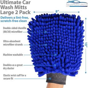 img 3 attached to Relentless Drive Large Car Wash Mitt - Chenille Microfiber Wash Mitt Scratch Free, Ultra Absorbent & Works as Car Wash Sponge for Cars, Trucks, SUV, Boat & Motorcycle (2 Pack)