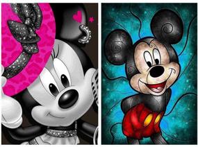 img 4 attached to 5D Diamond Painting Kits: Mickey and Minnie Cartoon Pattern - Full Drill Embroidery Set - 2 Pack of 12x16 inch (A)