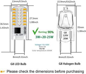 img 3 attached to 💡 Dimmable G8 LED Bulb with JCD Bi-Pin Base, 3W Warm White 3000K, 120V, Replaces 20W-25W T4 Halogen Bulb for Under Cabinet Lighting