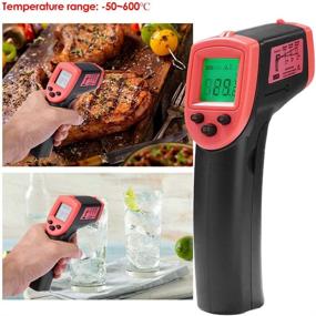 img 2 attached to GoolRC HW600 Handheld Infrared Thermometer for Industrial Use -58~1122°F: LCD Display, Non-Contact, Digital IR Temperature Meter, Laser Pyrometer (Not for Humans, Battery Not Included) - Red