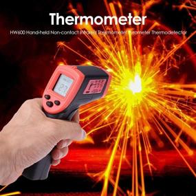 img 3 attached to GoolRC HW600 Handheld Infrared Thermometer for Industrial Use -58~1122°F: LCD Display, Non-Contact, Digital IR Temperature Meter, Laser Pyrometer (Not for Humans, Battery Not Included) - Red