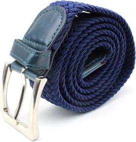 img 2 attached to Braided Elastic Stretch Leather Black M Men's Accessories for Belts