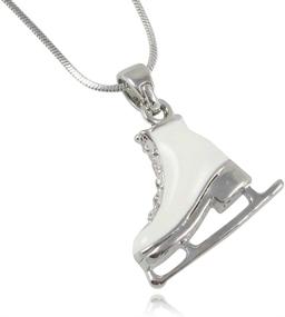 img 1 attached to 🎀 Glamour Girl Gifts: Small Silver Tone Ice Skate Figure Skater Crystal Pendant Necklace – Reversible Charm for Girls, Teens & Women