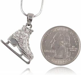 img 2 attached to 🎀 Glamour Girl Gifts: Small Silver Tone Ice Skate Figure Skater Crystal Pendant Necklace – Reversible Charm for Girls, Teens & Women