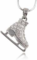 🎀 glamour girl gifts: small silver tone ice skate figure skater crystal pendant necklace – reversible charm for girls, teens & women logo