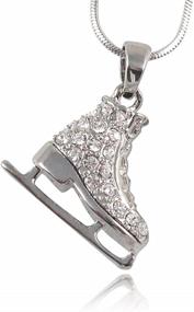 img 4 attached to 🎀 Glamour Girl Gifts: Small Silver Tone Ice Skate Figure Skater Crystal Pendant Necklace – Reversible Charm for Girls, Teens & Women