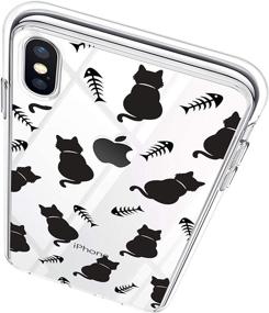 img 1 attached to 🐱 MURMAZ Cute Cat Fish Bone Printed Clear Soft Bumper Case for iPhone X/XS - Transparent Design, Protective Cover (Cat & Bones XS/X)