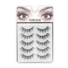 img 4 attached to 🐱 Natural 3D Mink Eyelashes: Cat Eye-Lash Wispies 15mm, Fluffy False Lashes – 5 Pairs- Lightweight, Soft, Reusable, No Glue- Ideal for Small Eyes