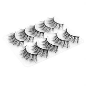 img 2 attached to 🐱 Natural 3D Mink Eyelashes: Cat Eye-Lash Wispies 15mm, Fluffy False Lashes – 5 Pairs- Lightweight, Soft, Reusable, No Glue- Ideal for Small Eyes