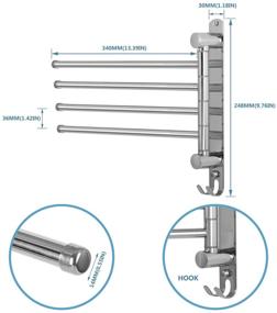 img 3 attached to Premium Swivel Towel Bar: Space Saving Stainless Steel 4-Arm Towel Hanger for Bathroom and Kitchen - JSVER Wall Mounted Towel Rack