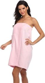 img 4 attached to Ultimate Comfort and Convenience: Super Shopping-zone Women's Towel Wraps for Bath and Shower - Cotton Body Wrap Robes in Solid Colors