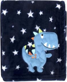 img 3 attached to 🦖 Cozy and Cute Baby Essentials Plush Fleece Throw and Receiving Baby Blankets: Blue Dino - Perfect for Boys and Girls