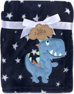 🦖 cozy and cute baby essentials plush fleece throw and receiving baby blankets: blue dino - perfect for boys and girls logo