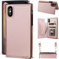 🌹 stylish rose gold bocasal crossbody wallet case for iphone xr with credit card holder, kickstand, and magnetic closure - shockproof pu leather, detachable strap, lanyard - 6.1 inch logo