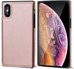 img 3 attached to 🌹 Stylish Rose Gold Bocasal Crossbody Wallet Case for iPhone Xr with Credit Card Holder, Kickstand, and Magnetic Closure - Shockproof PU Leather, Detachable Strap, Lanyard - 6.1 inch