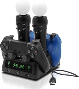 img 4 attached to Convenient Charging Station for PS4/PS4 Slim/PS VR Move Motion: Tohilkel Controller Charger in Black