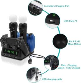 img 3 attached to Convenient Charging Station for PS4/PS4 Slim/PS VR Move Motion: Tohilkel Controller Charger in Black