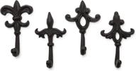 gasare fleur de lis key holder: decorative iron wall mount 🔑 with 4 sturdy hooks, rustic brown finish - organize your keys in style! логотип