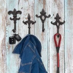 img 3 attached to Gasare Fleur De Lis Key Holder: Decorative Iron Wall Mount 🔑 with 4 Sturdy Hooks, Rustic Brown Finish - Organize Your Keys in Style!